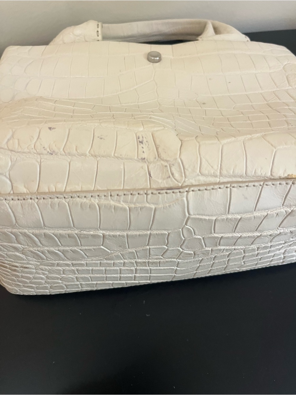 Elizabeth and James Cream Croc-Embossed Shoulder Tote - Picture 5 of 8